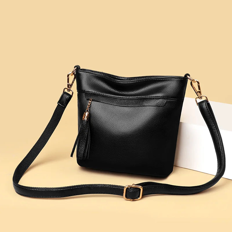 Large Capacity Leather Crossbody Bag For Women Soft Leather Shoulder Bag