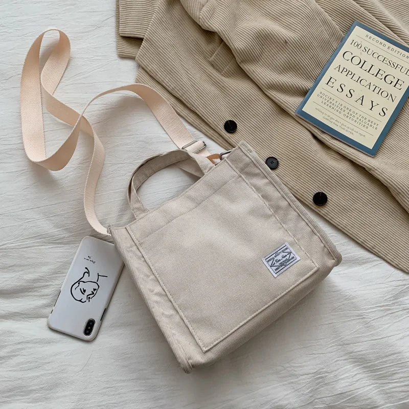 Retro Corduroy Tote Shoulder Bag