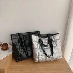 Spring Autum Women Winter Bag Padded Leather Handbags Vintage Handle C