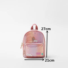 Pink Glitter Backpack for Girls with Decoration