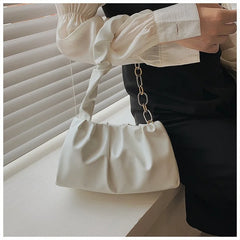Retro Metal Chain Fold Shoulder Bag for Women