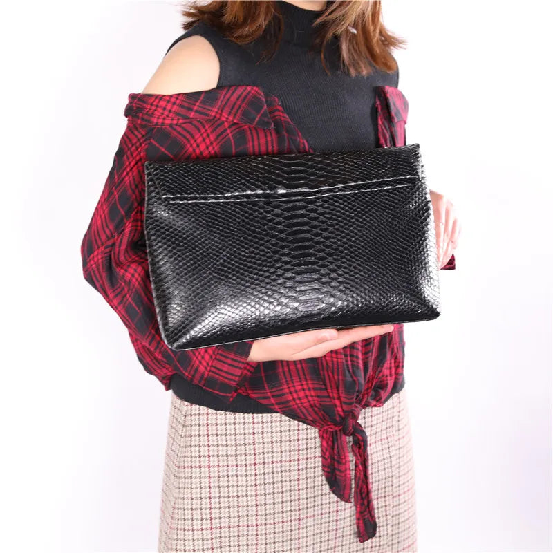 Snake Grain Leather Laptop Bag for Women