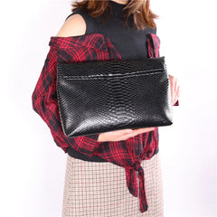 Snake Grain Leather Laptop Bag for Women