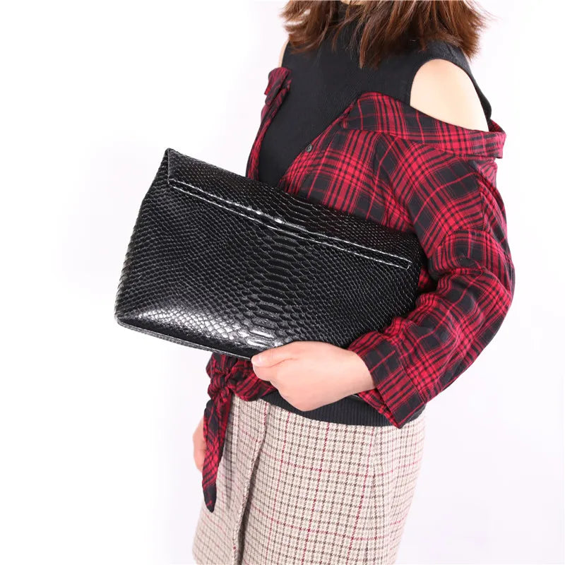 Snake Grain Leather Laptop Bag for Women