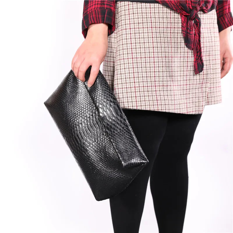 Snake Grain Leather Laptop Bag for Women