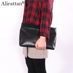 Snake Grain Leather Laptop Bag for Women