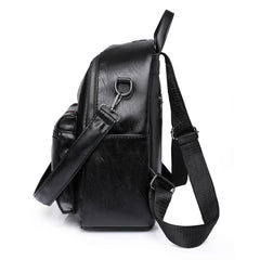 Women's High PU Leather Backpack - Large Capacity School Bag