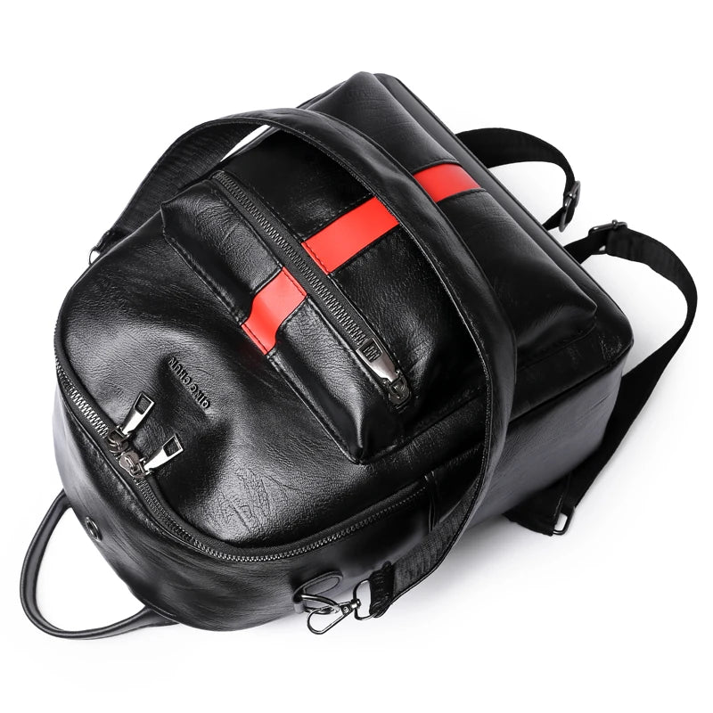 Women's High PU Leather Backpack - Large Capacity School Bag