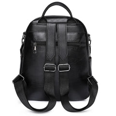 Women's High PU Leather Backpack - Large Capacity School Bag