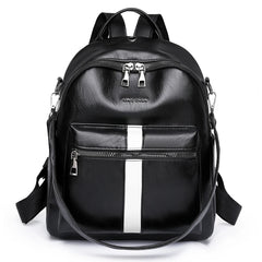 Women's High PU Leather Backpack - Large Capacity School Bag