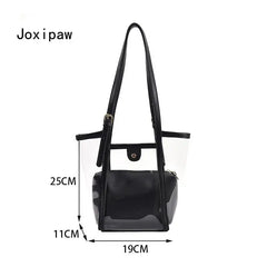 Summer PVC Transparent Bucket Bag for Women Large Capacity Handbag