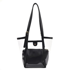 Summer PVC Transparent Bucket Bag for Women Large Capacity Handbag