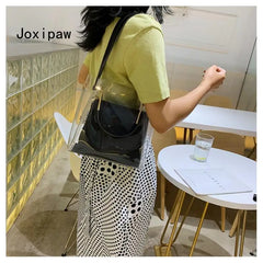 Summer PVC Transparent Jelly Bag for Women PU Leather Shoulder Bags