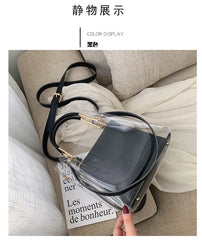 Summer PVC Transparent Jelly Bag for Women PU Leather Shoulder Bags