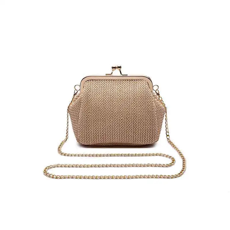 Summer Round Straw Shoulder Bag for Women