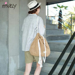 Summer Straw Bag Women Backpack Rucksack Weaved for Girls Mochila Backpack