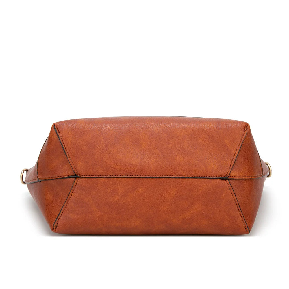 Summer Trapeze Top-Handle Bag with Hairball PU Leather Shoulder Bag
