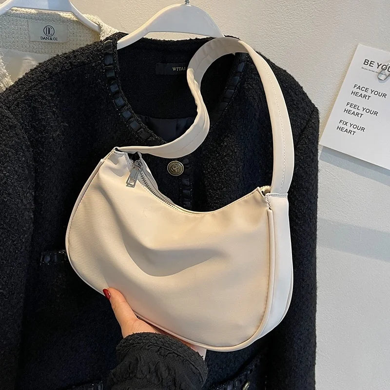 Textured Canvas Shoulder Bag Small Bag Female Summer