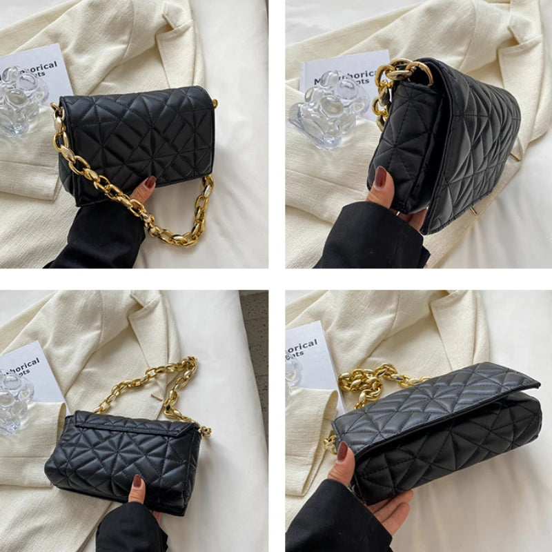 High-end Women's Shoulder Bag All-match Chain PU Leather Shopping Bag