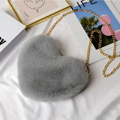 Plush Women's Peach Heart Love Shoulder Bag