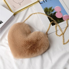 Plush Women's Peach Heart Love Shoulder Bag