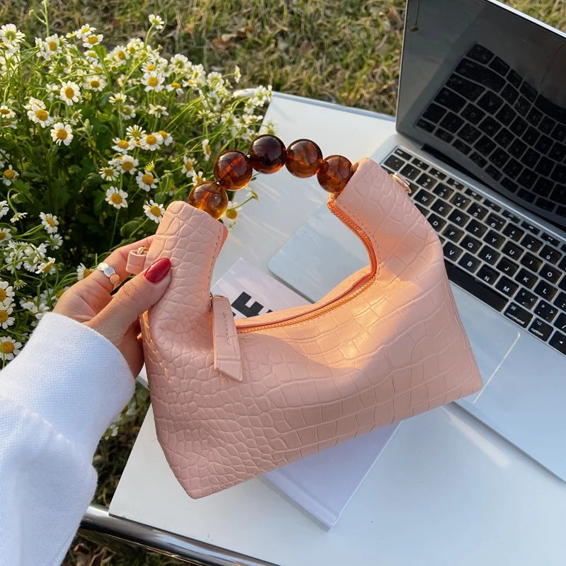 Stone Pattern Texture Beading Shoulder Bag Chain Bag