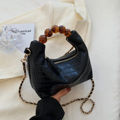 Stone Pattern Texture Beading Shoulder Bag Chain Bag