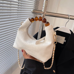 Stone Pattern Texture Beading Shoulder Bag Chain Bag