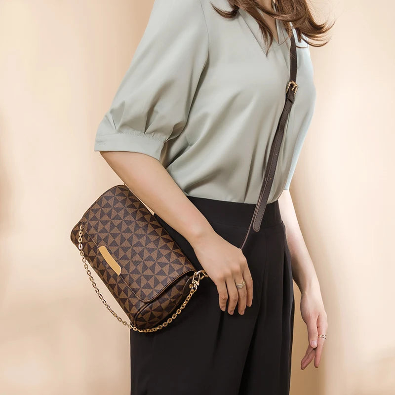 Leather Clutch Bag w/ Shoulder Strap & Top Handle