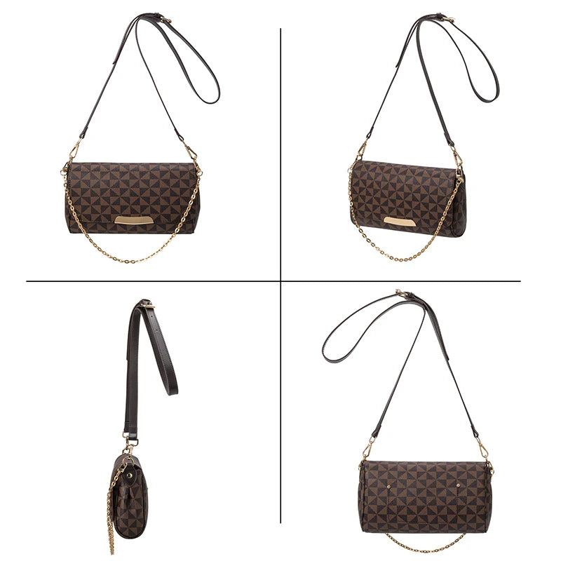 Leather Clutch Bag w/ Shoulder Strap & Top Handle