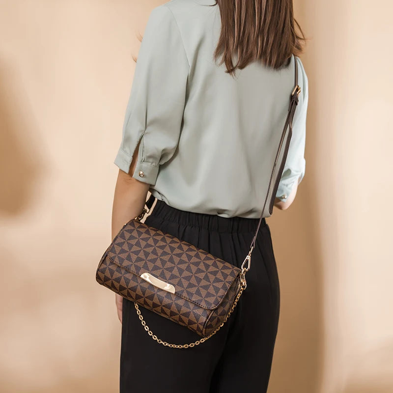 Leather Clutch Bag w/ Shoulder Strap & Top Handle