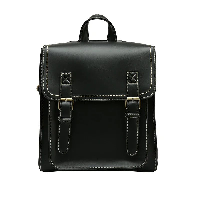 Vintage PU Leather Female Backpack for Girls