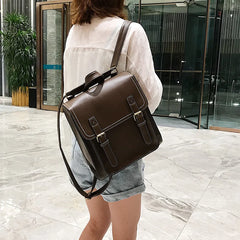 Vintage PU Leather Backpack for Women Girls School Bag