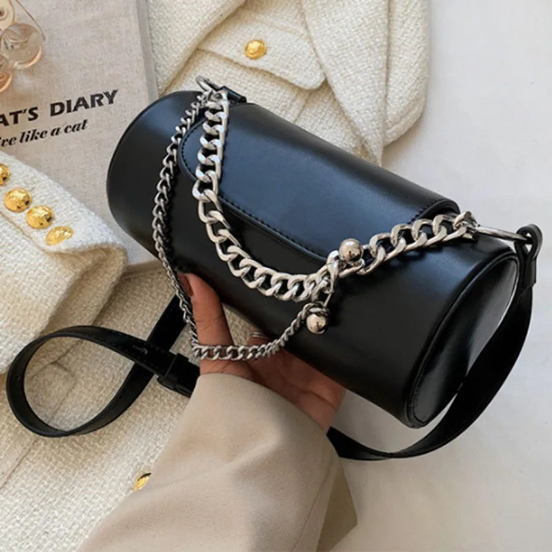 Vintage Cylinder Bucket Bag Women's Shoulder Messenger Bag