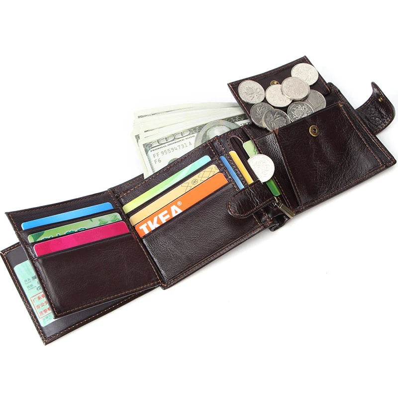 Vintage Cow Leather Short Men's Wallet