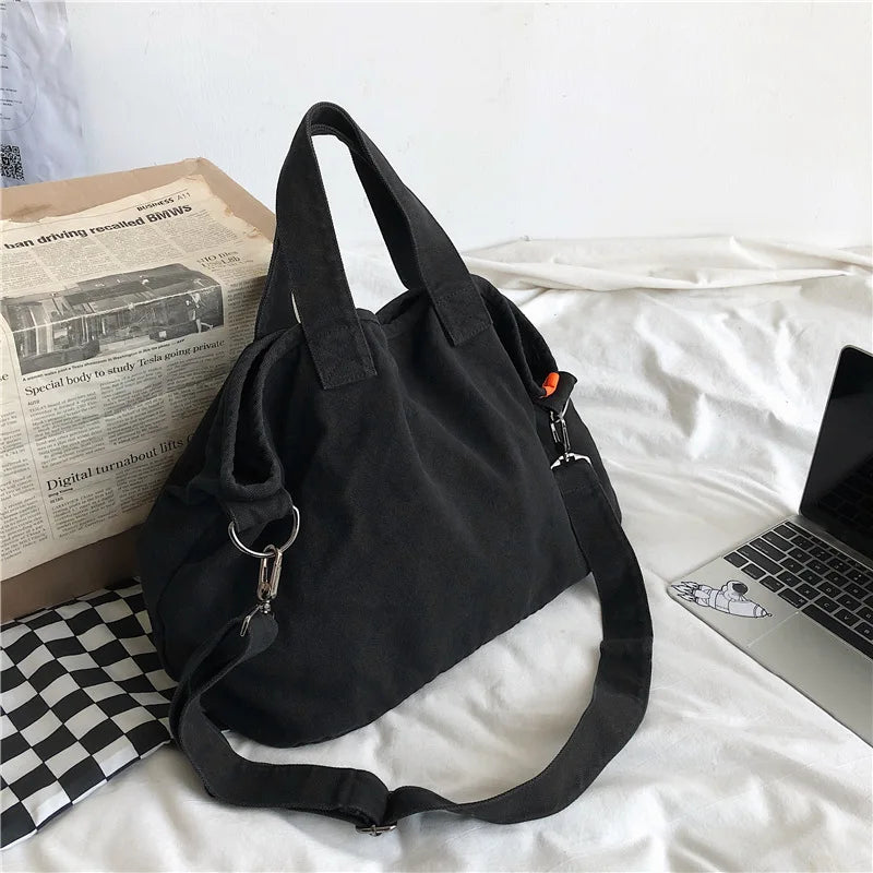 Vintage Canvas Crossbody Bag for Women Solid Large Capacity Casual Shoulder Bag