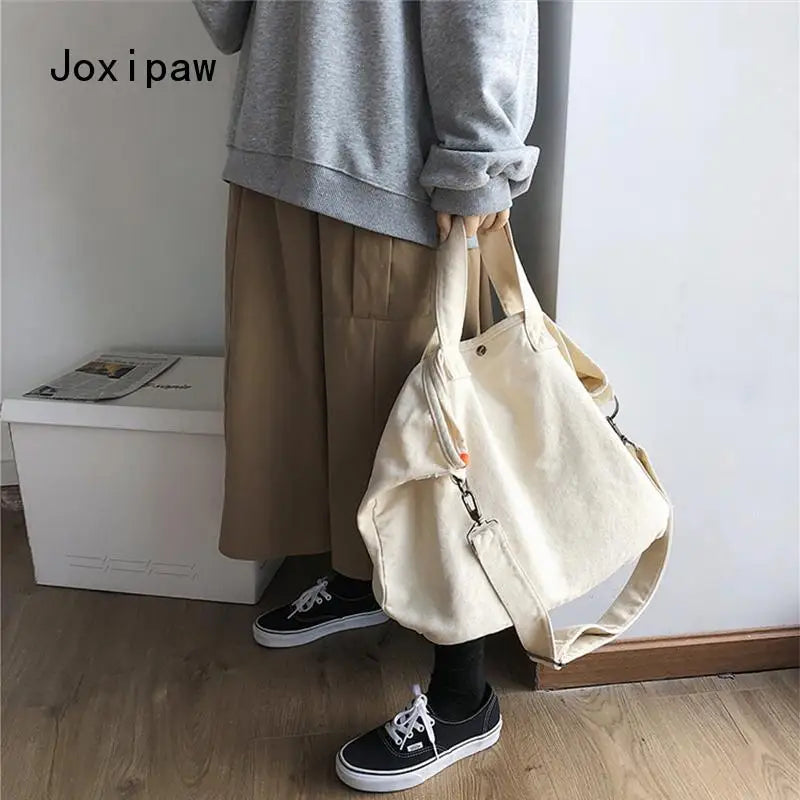 Vintage Canvas Crossbody Bag for Women Solid Large Capacity Casual Shoulder Bag
