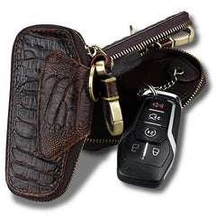 Vintage Cow Leather Key Wallet Zipper Holder