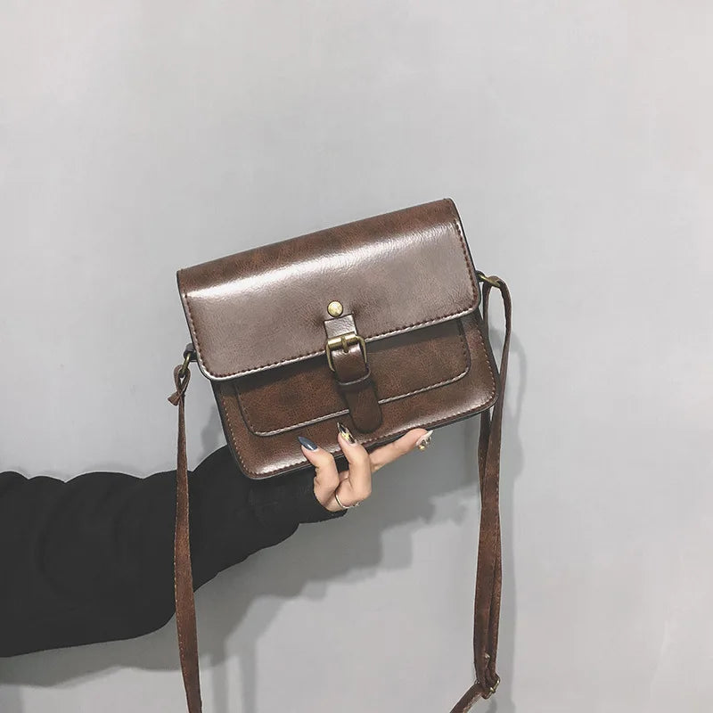 Vintage Leather Shoulder Bag Women Crossbody Messenger Clutch Purse