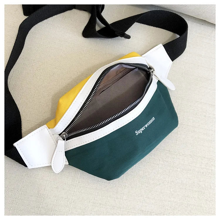 Women Canvas Waist Bag Letter Bum Bag Fanny Pack