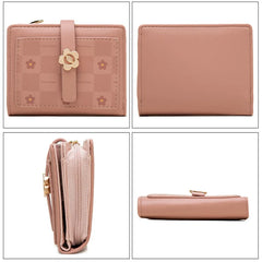 Flower Print Buckle Two-Fold Zipper Wallet Women