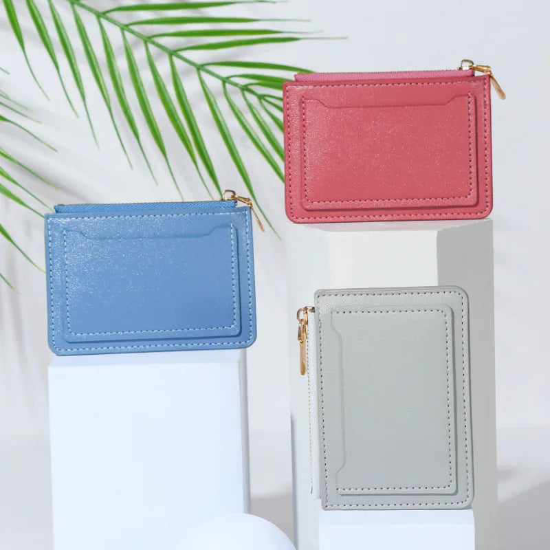 Short Wallet Women's PU Leather Zipper Multi-card Solid