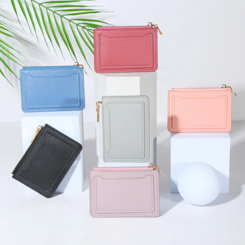 Short Wallet Women's PU Leather Zipper Multi-card Solid