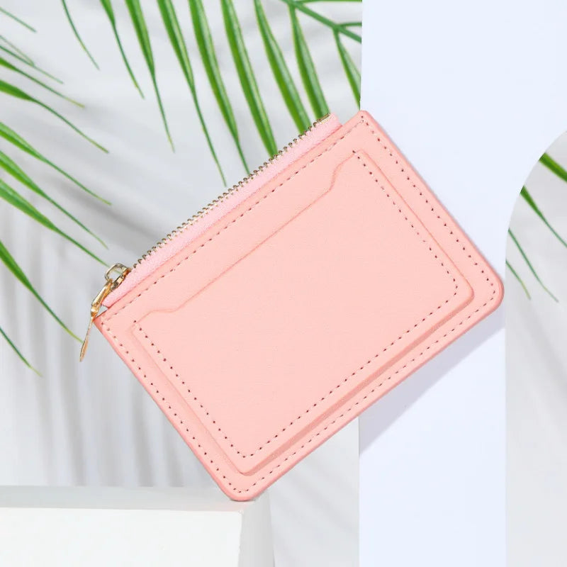 Short Wallet Women's PU Leather Zipper Multi-card Solid