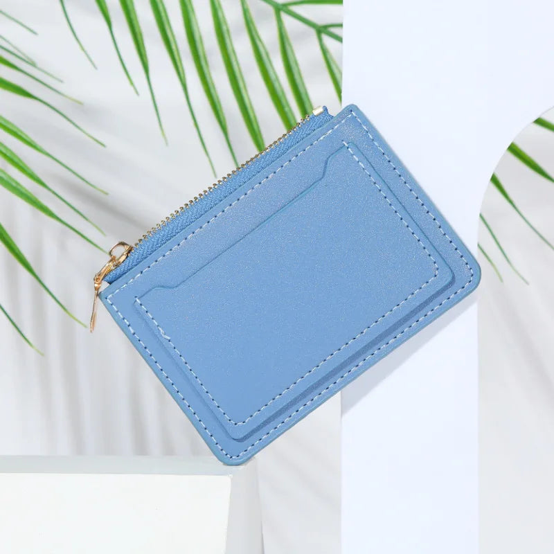 Short Wallet Women's PU Leather Zipper Multi-card Solid