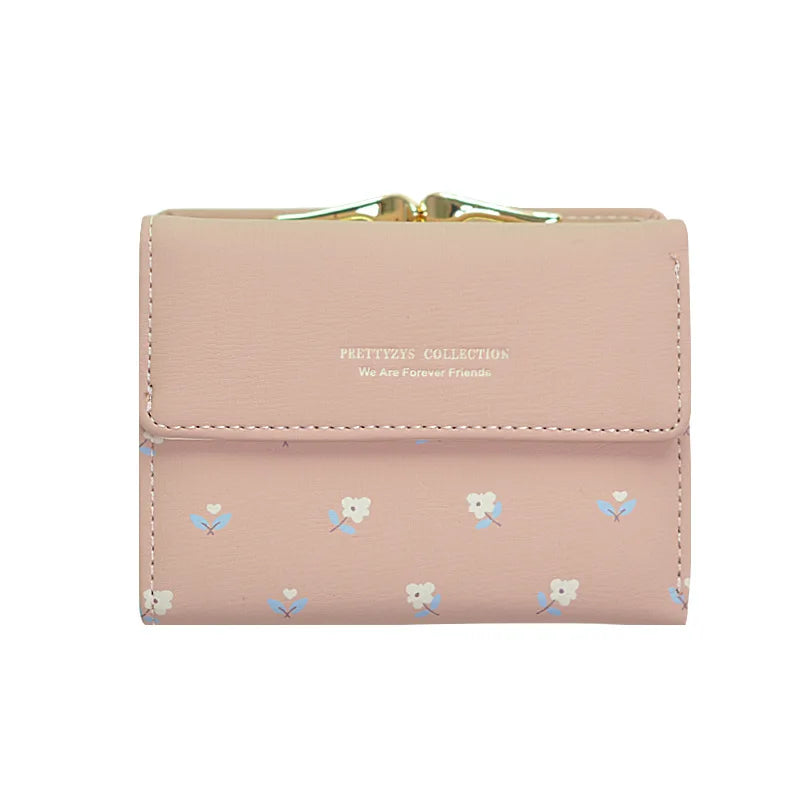 Flowers Pattern PU Leather Small Fresh Bucket Purses Mini Wallet