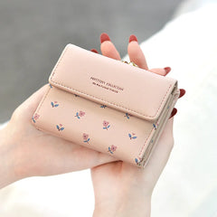 Flowers Pattern PU Leather Small Fresh Bucket Purses Mini Wallet