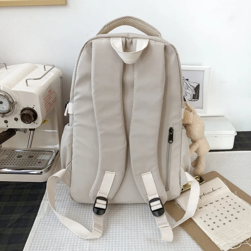 Waterproof Nylon Women Backpack Students Schoolbag