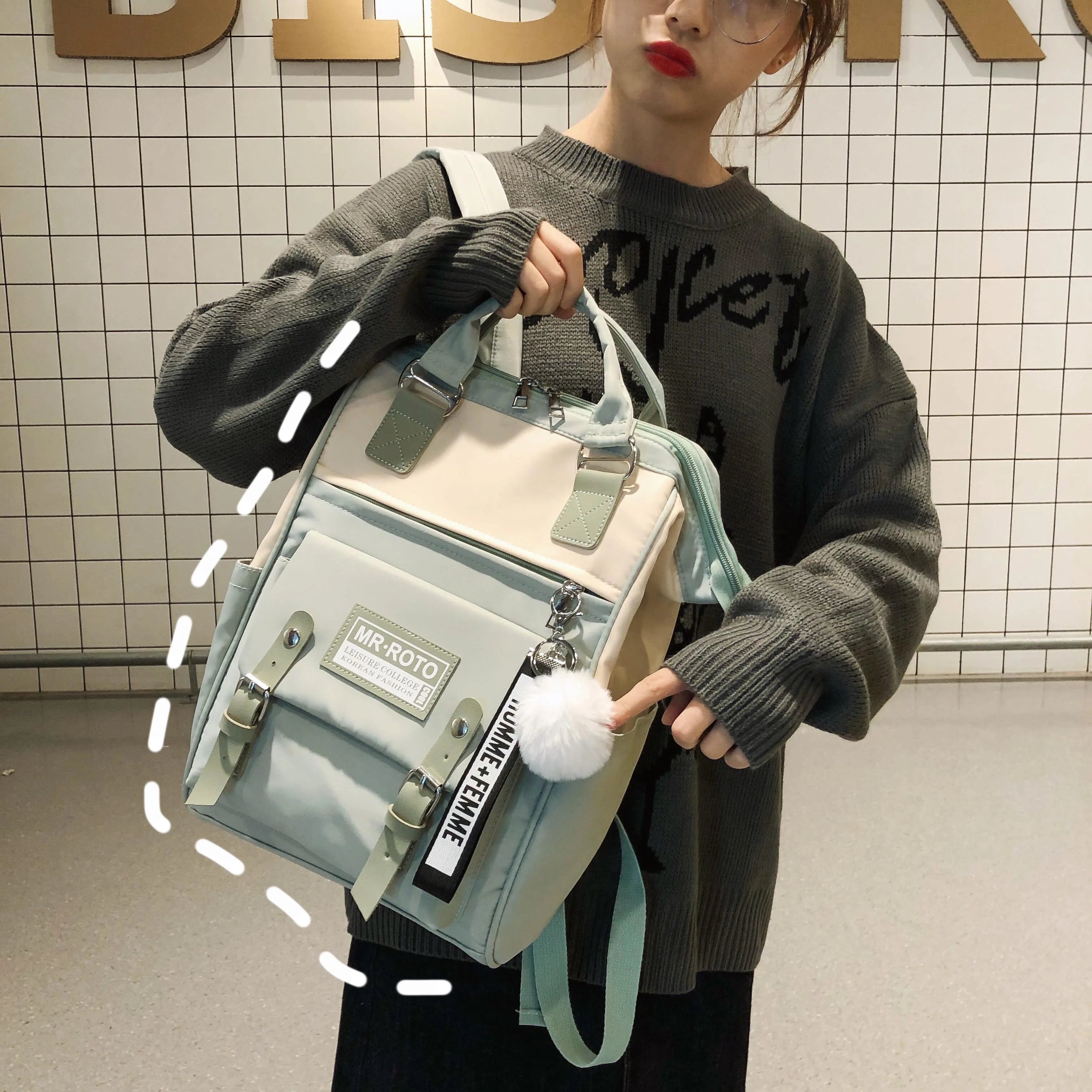 Waterproof Nylon Women Lovely Backpacks School Bags for Teenage Girls