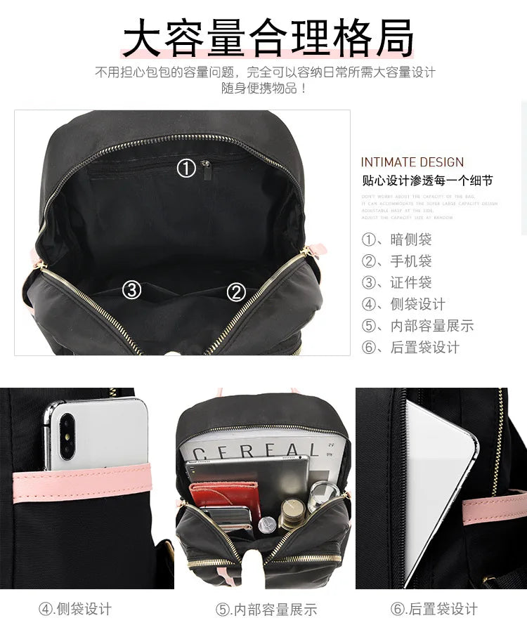 Waterproof Oxford Cloth Women Backpack Lightweight Travel Backpack